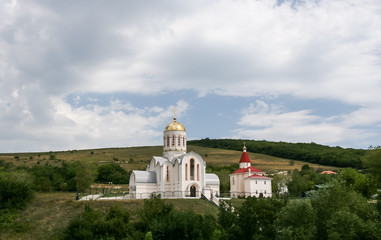 View of the Church of St. Barbara in the village of Varvarovka near Anapa Krasnodar Krai, Russia in...