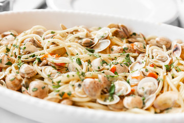 Spaghetti with clams, a typical Mediterranean food