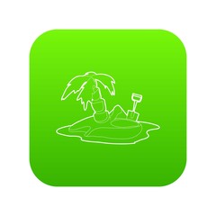 Pirate island icon green vector isolated on white background