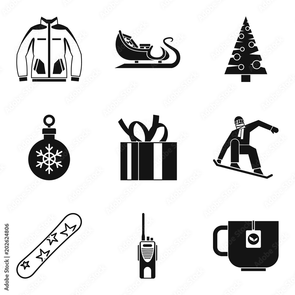 Poster winter day icons set. simple set of 9 winter day vector icons for web isolated on white background