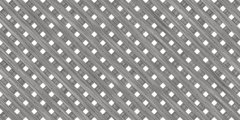 Grey Seamless Wood Lattice Background. Diagonal Wooden Planks Fence Panel Texture.