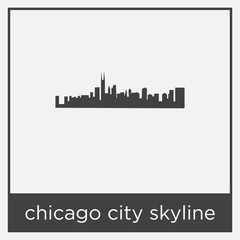 chicago city skyline icon isolated on white background