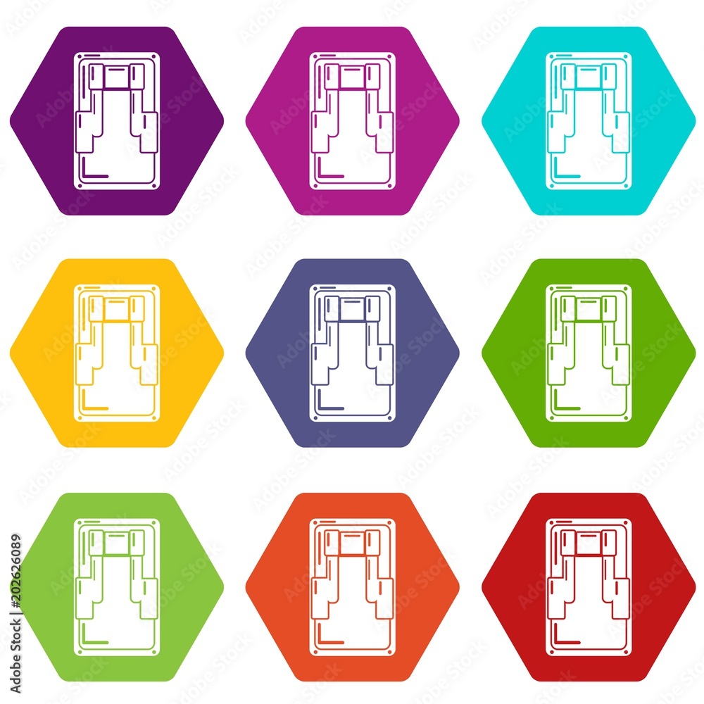 Poster switch icons 9 set coloful isolated on white for web