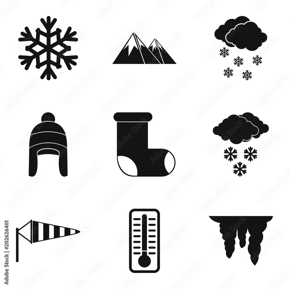Aufkleber winter year icons set. simple set of 9 winter year vector icons for web isolated on white background