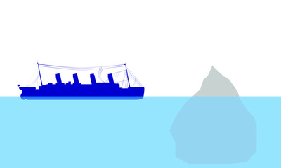 drawing silhouette of titanic boat
