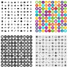 100 media icons set vector in 4 variant for any web design isolated on white