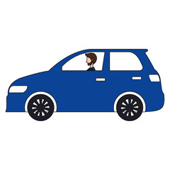 car sedan with man driving vector illustration design