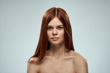 Naklejka premium beautiful woman bare shoulders clean skin