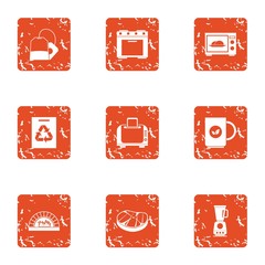 Livelihood icons set. Grunge set of 9 livelihood vector icons for web isolated on white background