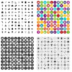 100 medical anatomy icons set vector in 4 variant for any web design isolated on white