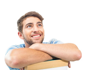 Students studying against white background with vignette
