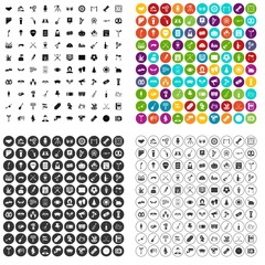 100 meeting icons set vector in 4 variant for any web design isolated on white
