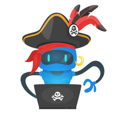 cyber pirate robot hacking someone © thruer