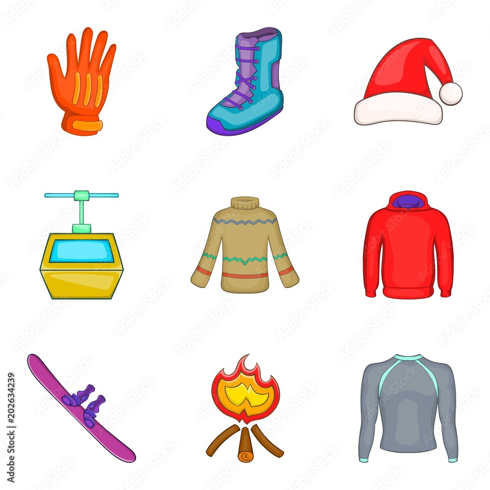 Poster ice age icons set. cartoon set of 9 ice age vector icons for web isolated on white background