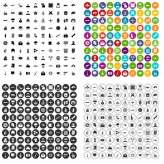100 military journalist icons set vector in 4 variant for any web design isolated on white
