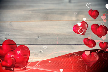 Valentines heart design against bleached wooden planks background