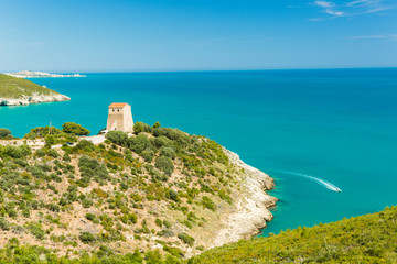 Fototapeta na wymiar Panoramic view of San Felice Bay, in Apulia region, Italy.