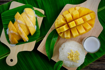 Mango and sticky rice dessert Thai food 