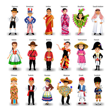 Diverse ethnic group of kids of different nationalities and countries isolated on a white background