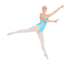 Content pretty ballerina posing and jumping