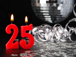 Red candles showing Nr. 25

Abstract Background for birthday or anniversary party.