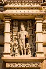 Detail of the famous indian Madhya Pradesh tourist landmark, Khajuraho, Madhya Pradesh, India,...