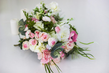 Bouquet of flowers. Artificial roses for the bride. Flowers for any holiday.