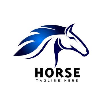 Elegance run fast head horse art logo