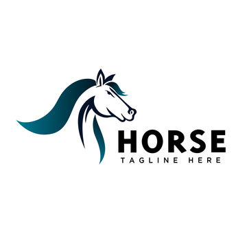 Elegance head horse art logo