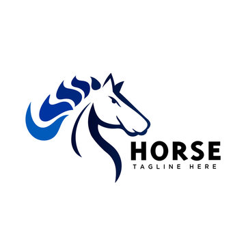 Elegance head horse art logo