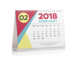 Naklejka na ściany i meble Office Calendar 2018 February