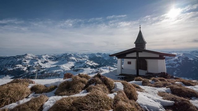 Timelapse of a chapel at Kitzb√ºhel ski resort
