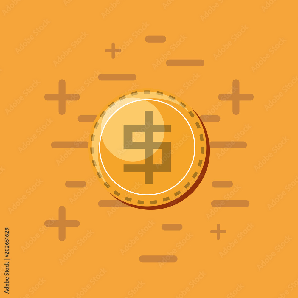 Wall mural videogame coin icon over yellow background, colorful design. vector illustration