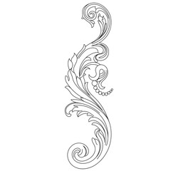 Vintage baroque ornament, corner. Retro pattern antique style acanthus. Decorative design element filigree calligraphy vector. - stock vector
