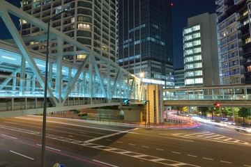 Moving traffic light trails at Urban city square