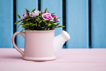 Artificial Colorful Flowers in Decorative Flowerpots