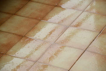 wet floor tiles