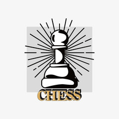 chess design with pawn piece over white background, black and white design. vector illustration