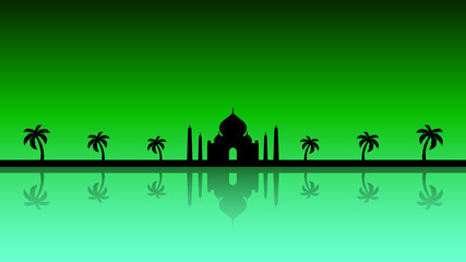 Fototapeta na wymiar A modern fairytale background silhouette in green