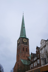  Detail of an old Protestant church in the city of Luebeck in Germany