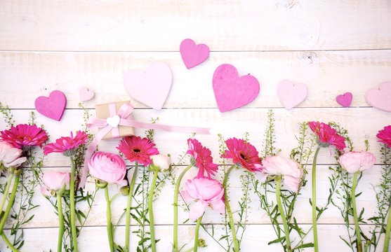 Grußkarte - Blumenstrauß mit Herzen - Vintage 