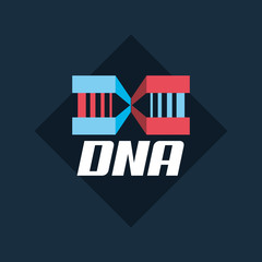 DNA molecule structure icon over blue background, colorful design. vector illustration