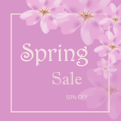 vector banner for store advertising with flowers