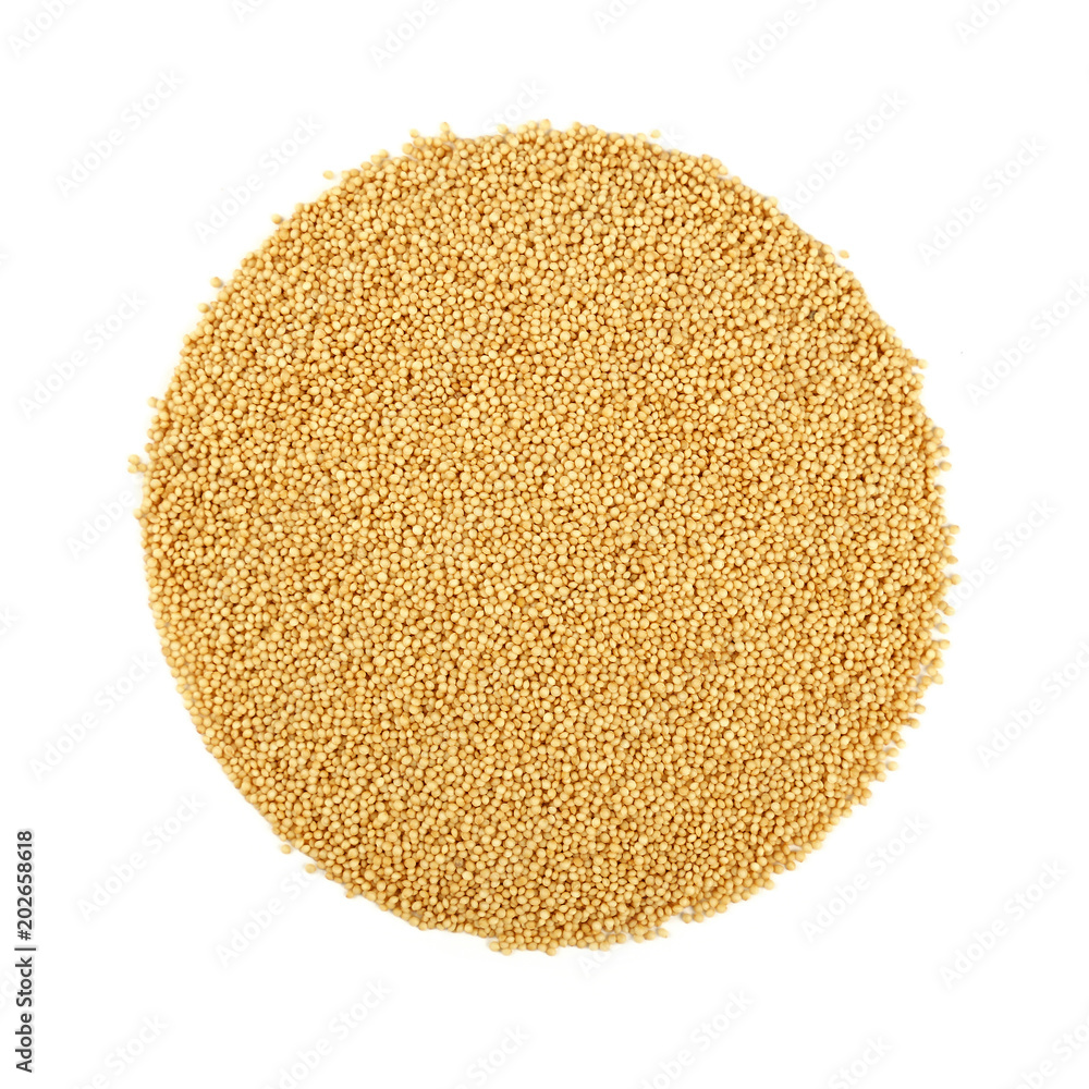 Poster round shaped amaranth seeds isolated on white