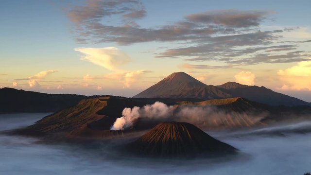 4K Video of Sunrise at Bromo Mountain, Java, indonesia
