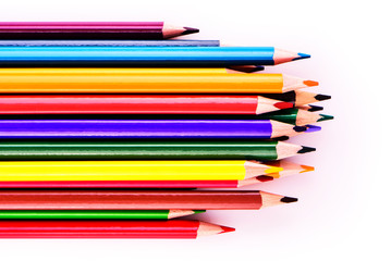 Fototapeta premium Color pencils isolated on white background. Close up