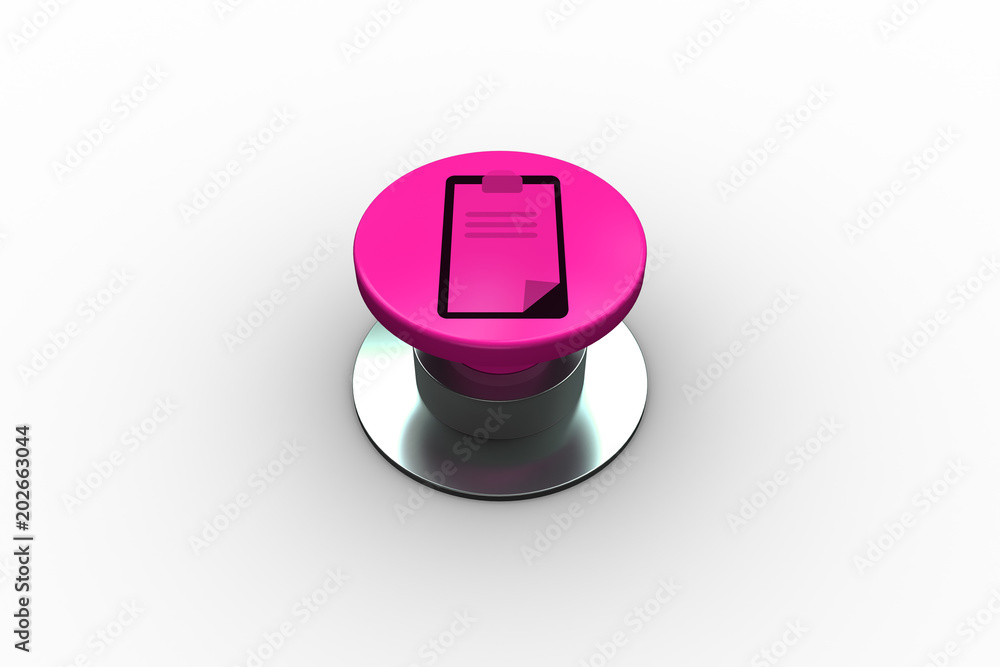 Poster Composite image of clipboard graphic on pink push button
