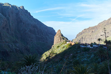 Fototapeta na wymiar sunrise over masca village in tenerife with magic view
