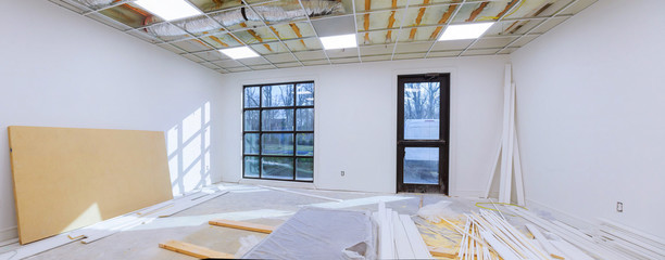 Construction work finishing the ceiling the great hall
