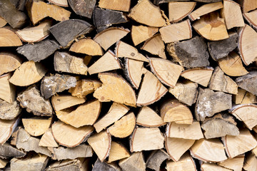 Background with stack of firewood
